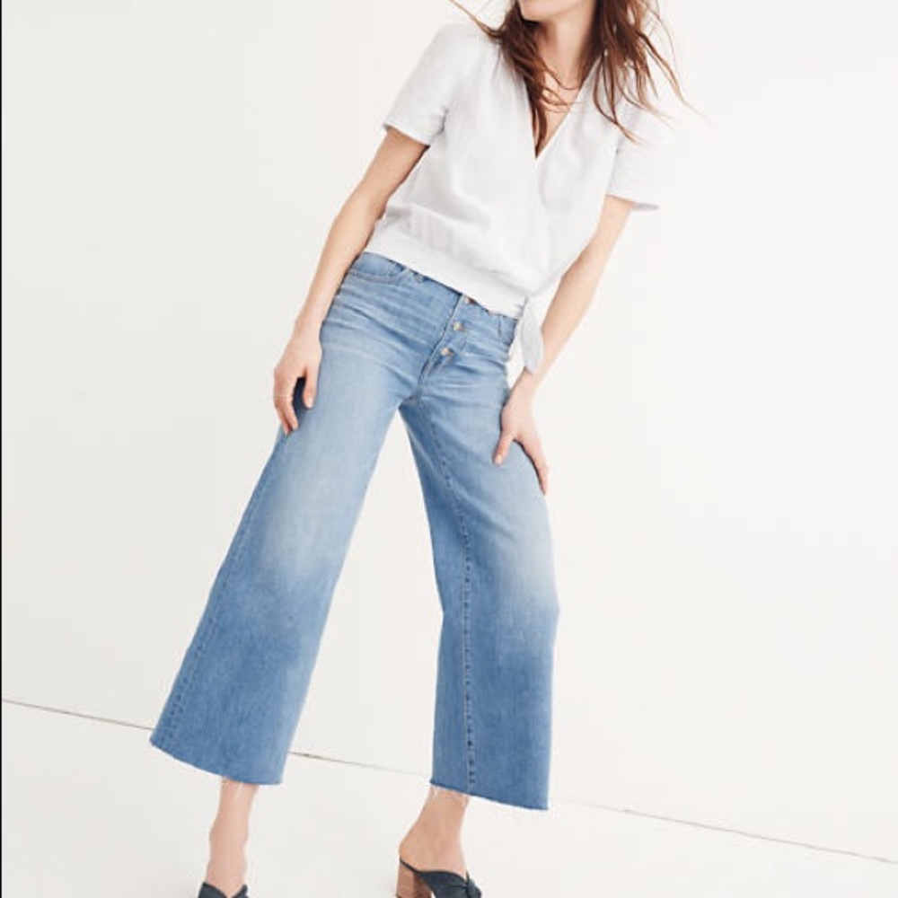 Madewell Wide Leg Crop Jeans Button Front